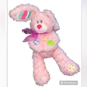 HTF First And Main Bella Pink Fuzzy Bunny Pink Bow Stitch Patches